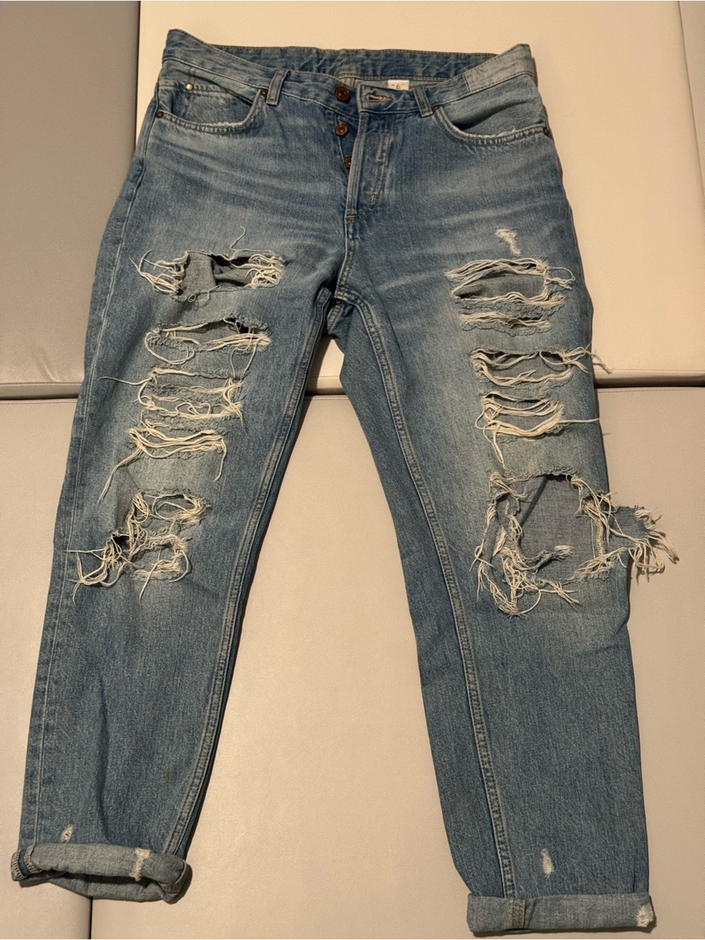 H&M Light Blue Distressed Boyfriend Jeans